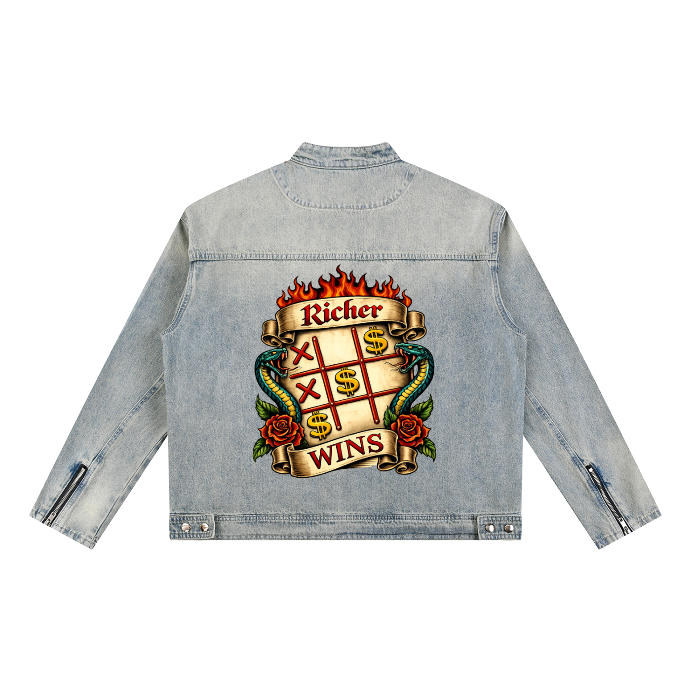 Vintage Wash Zip Denim Jacket