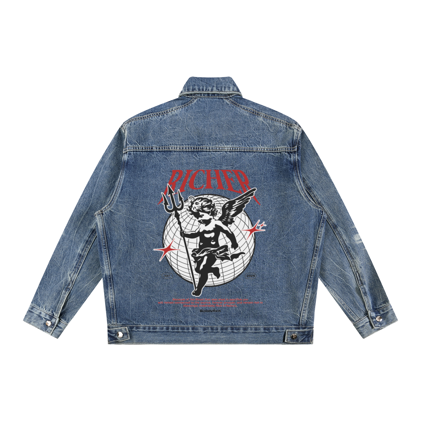 Vintage Wash Zip Up Denim Jacket
