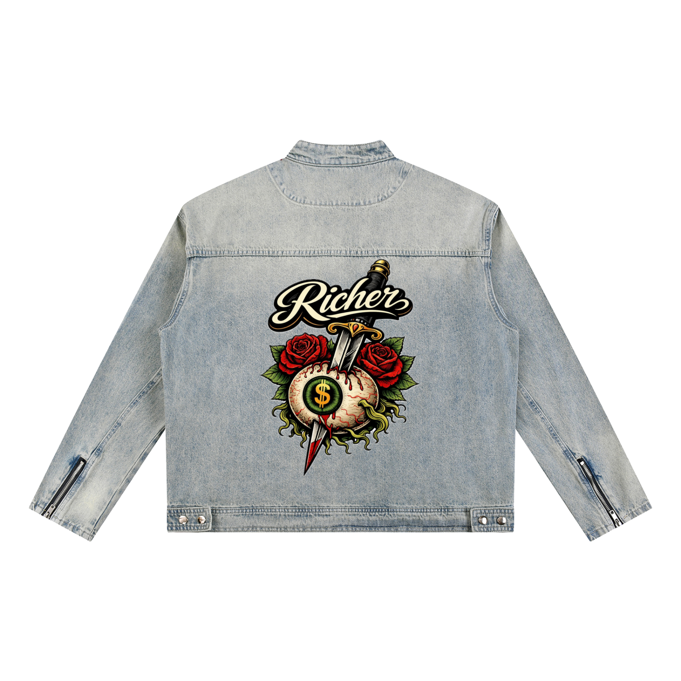 Vintage Wash Zip Denim Jacket