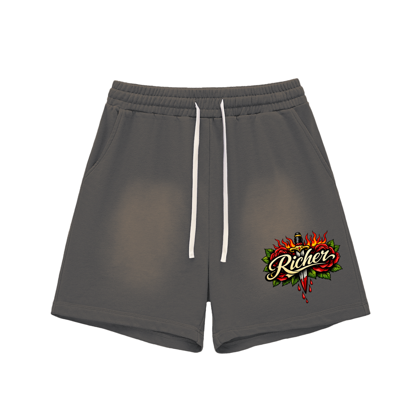 Sun Fade Raw Edge Cotton Shorts