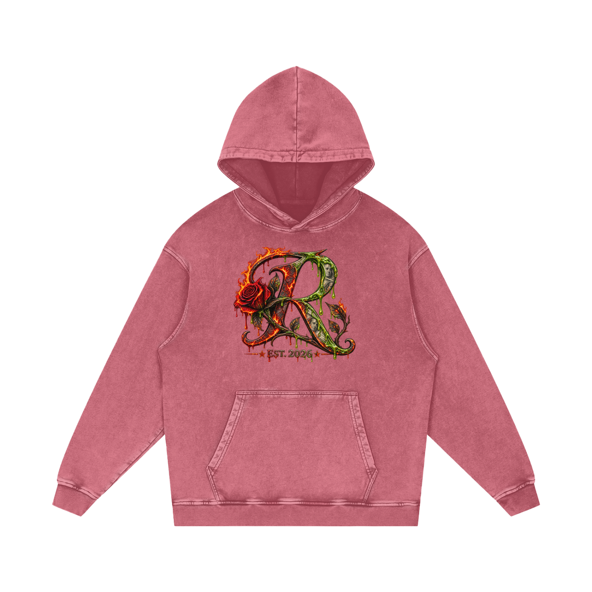 Snow Washed Loose Cotton Hoodie