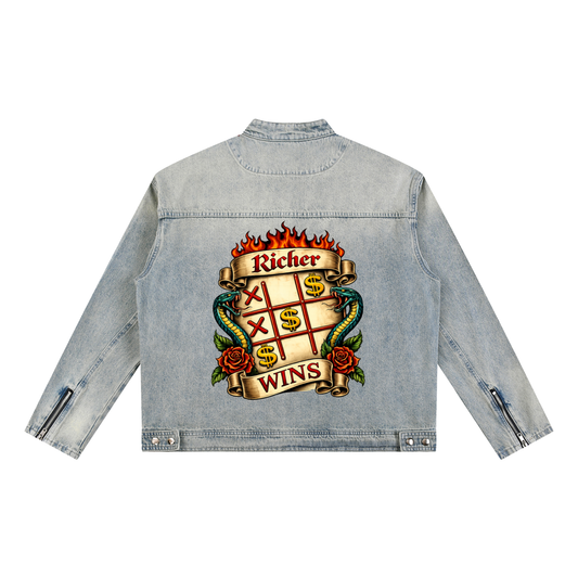 Vintage Wash Zip Denim Jacket