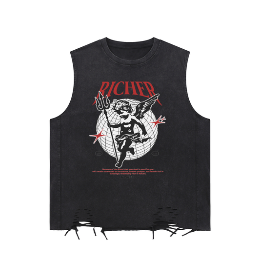 Snow Washed Raw-Hem Tank Top