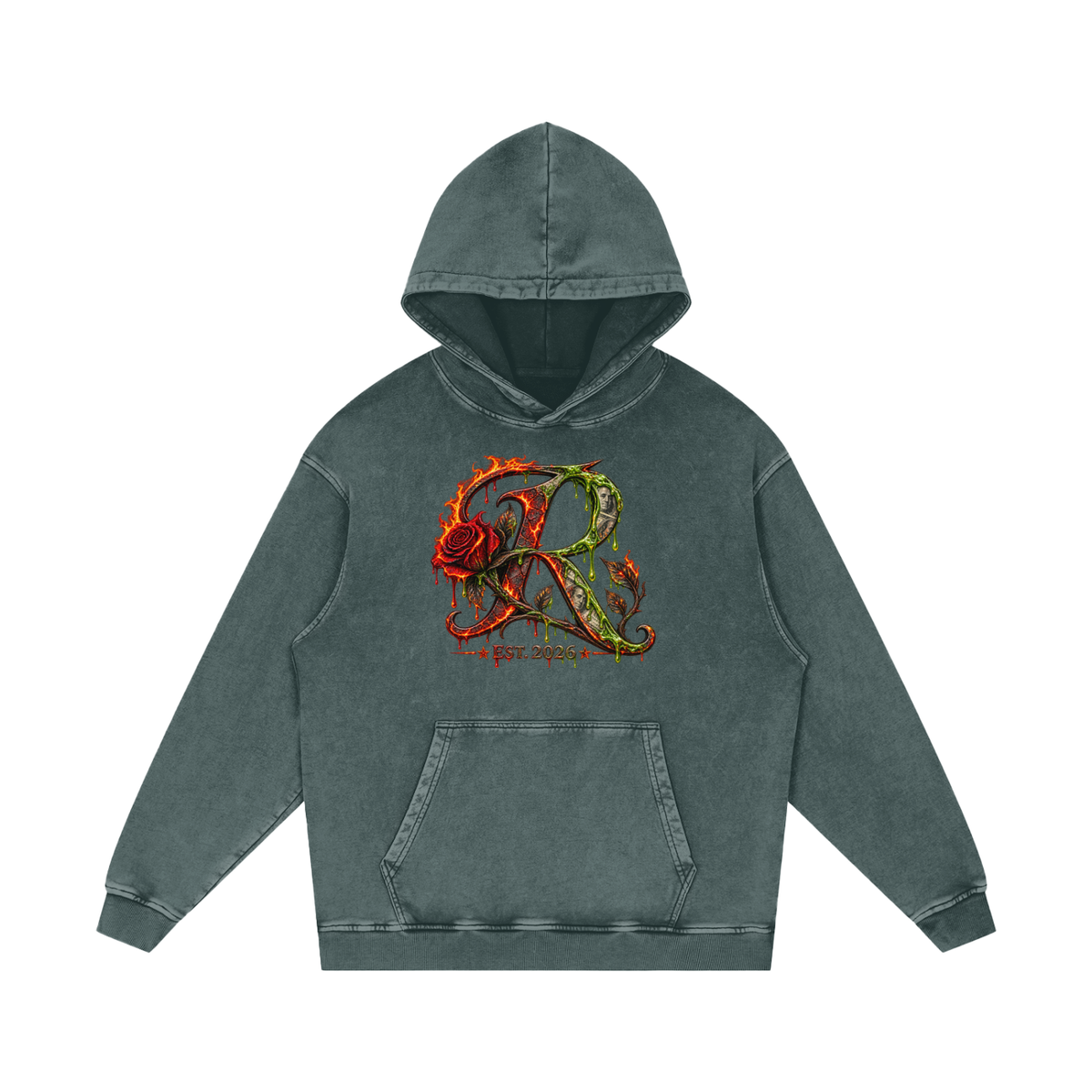 Snow Washed Loose Cotton Hoodie