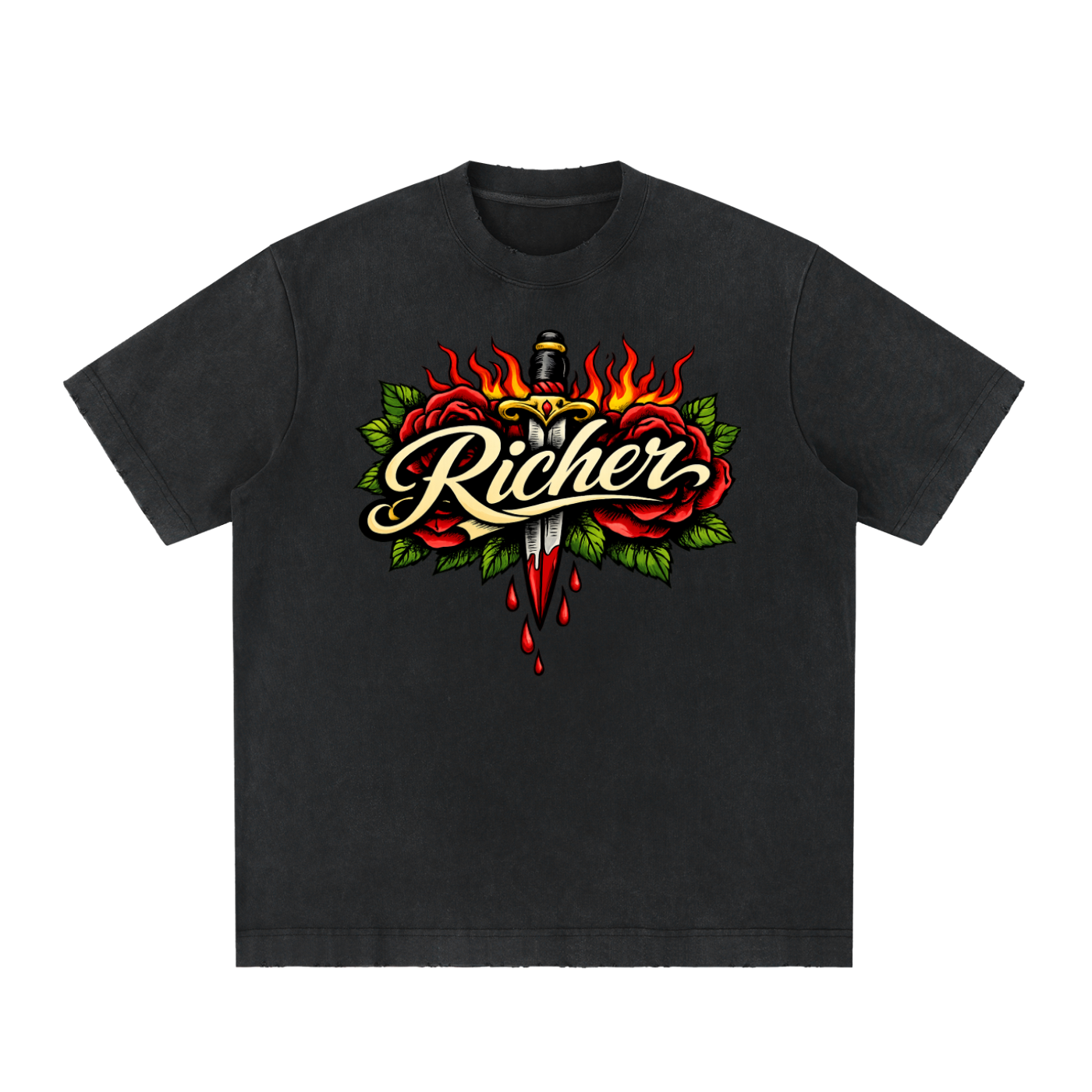 Heavyweight Vintage Washed Frayed T-Shirt