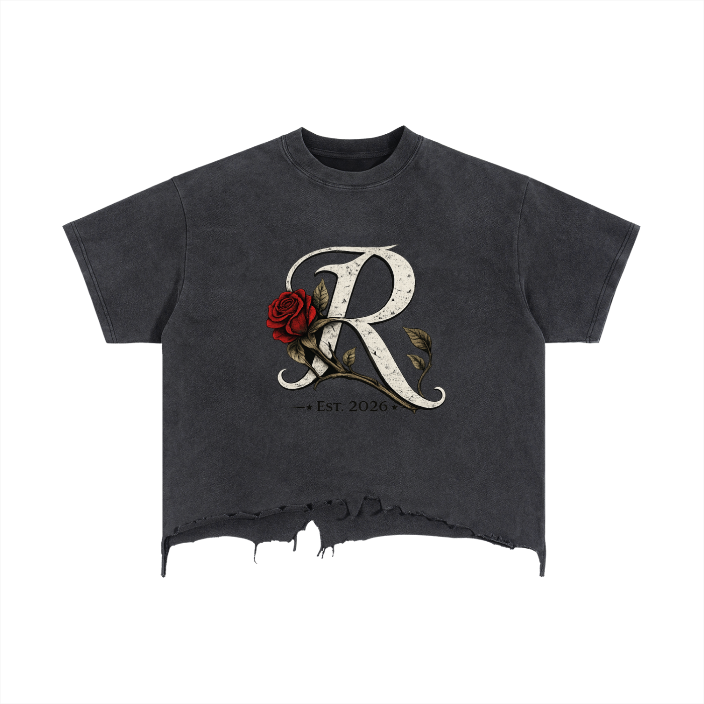 Vintage Wash Boxy Distressed Hem T-Shirt