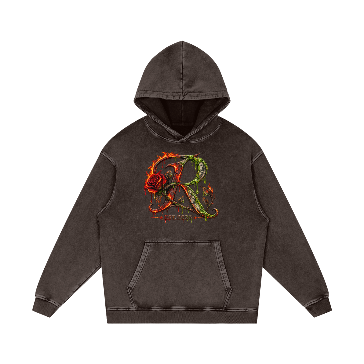 Snow Washed Loose Cotton Hoodie