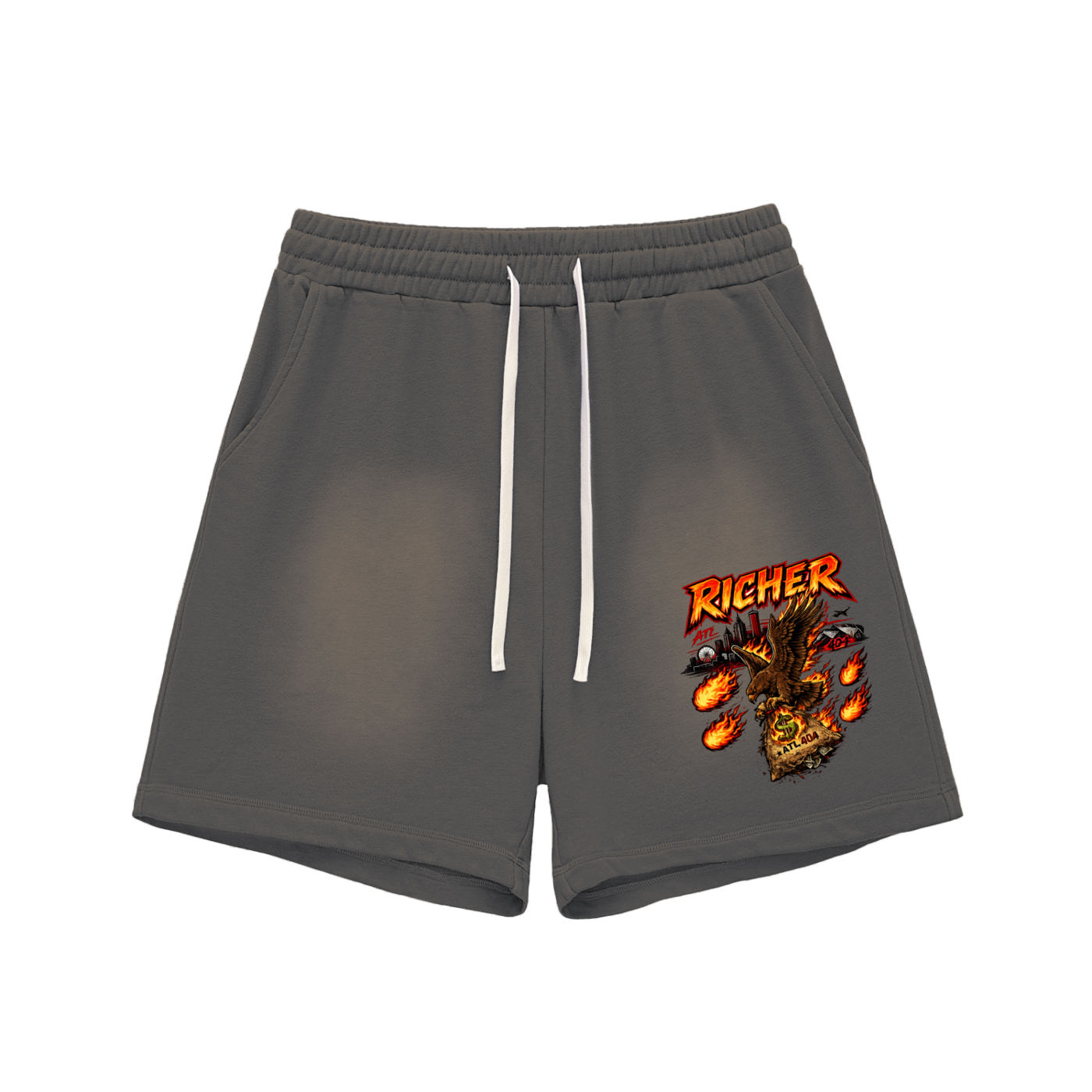 Sun Fade Raw Edge Cotton Shorts