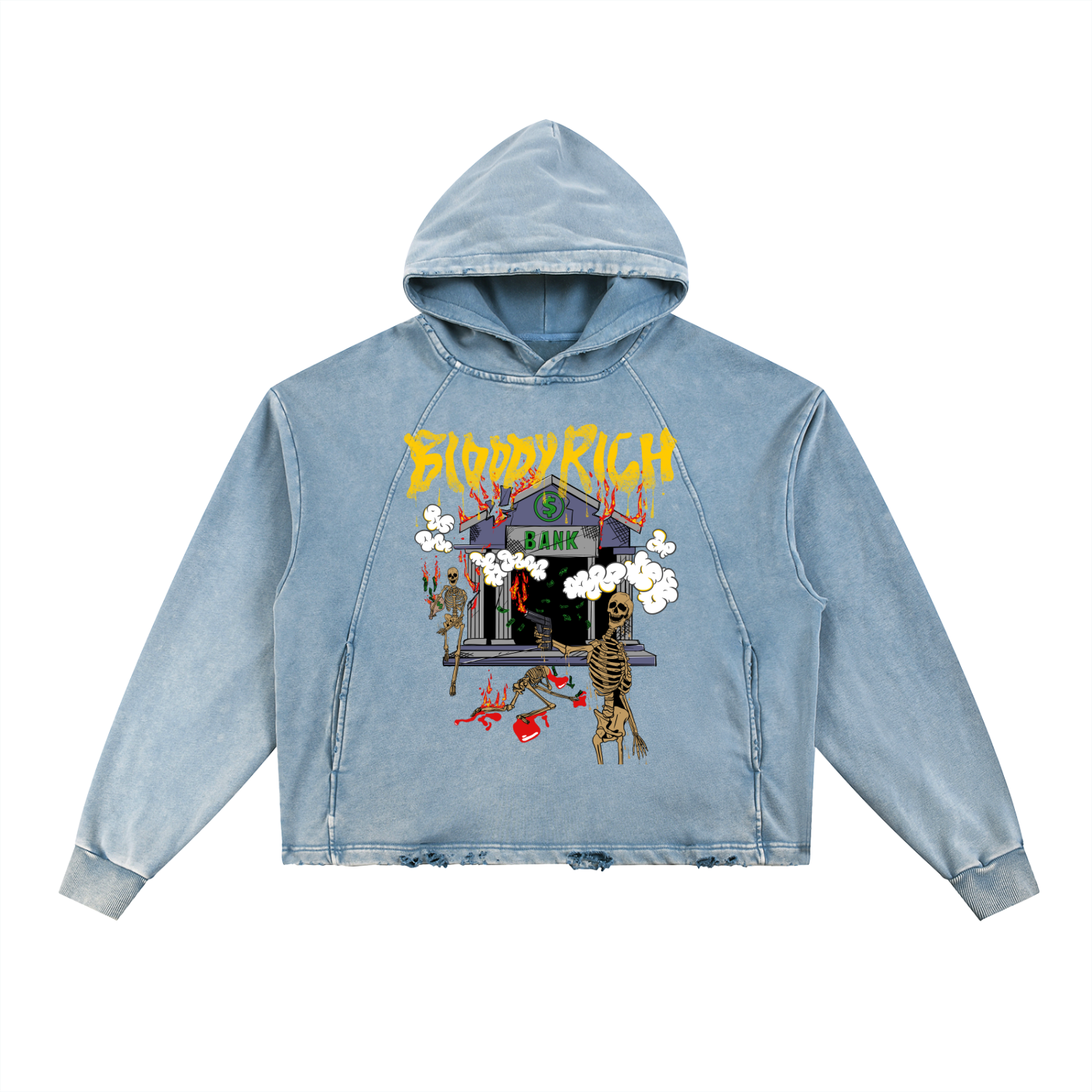 Vintage Washed Frayed-Hem Hoodie