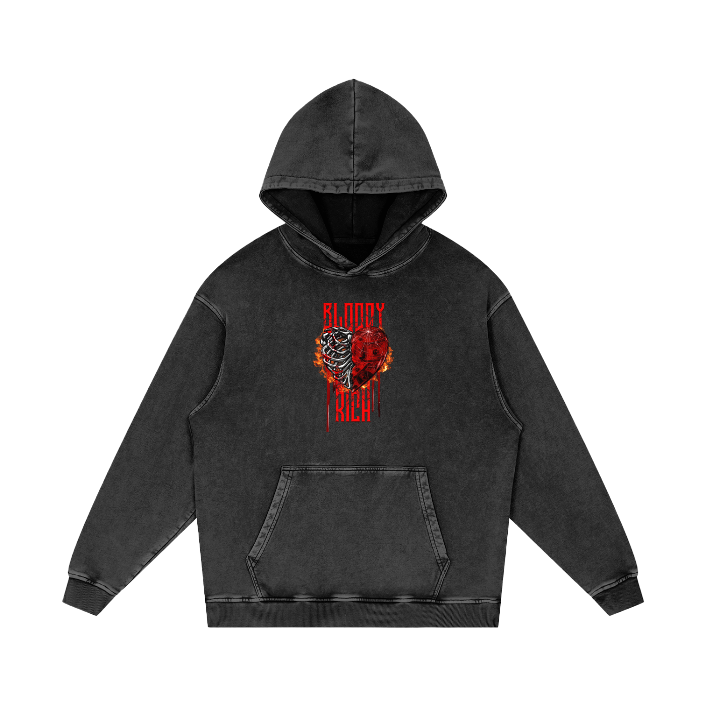 Snow Washed Loose Cotton Hoodie