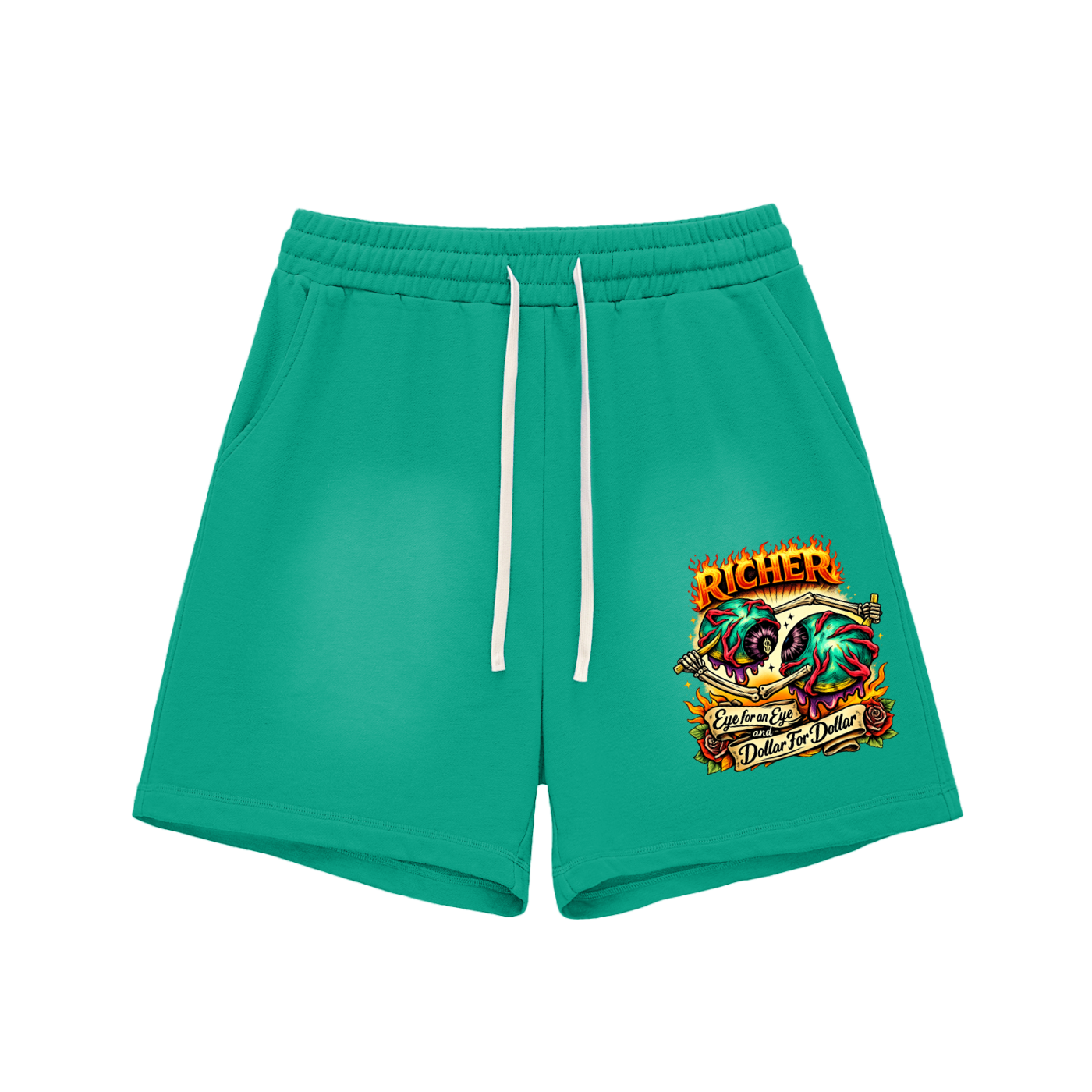 Sun Fade Raw Edge Cotton Shorts