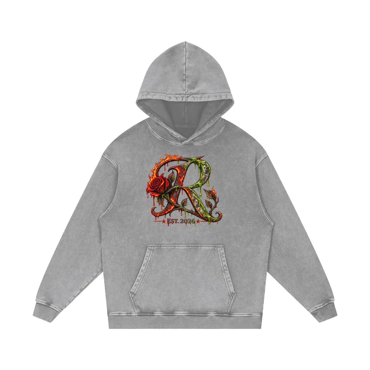 Snow Washed Loose Cotton Hoodie