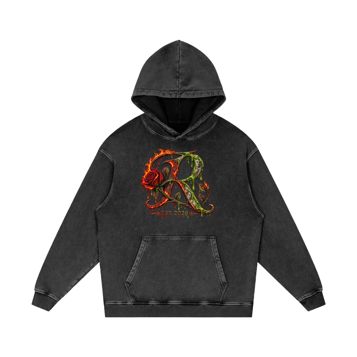 Snow Washed Loose Cotton Hoodie