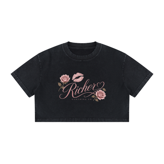 Women's Mineral Wash Cotton Crop T-Shirt