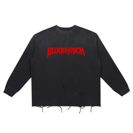Snow Wash Raw Edge Cotton T-Shirt