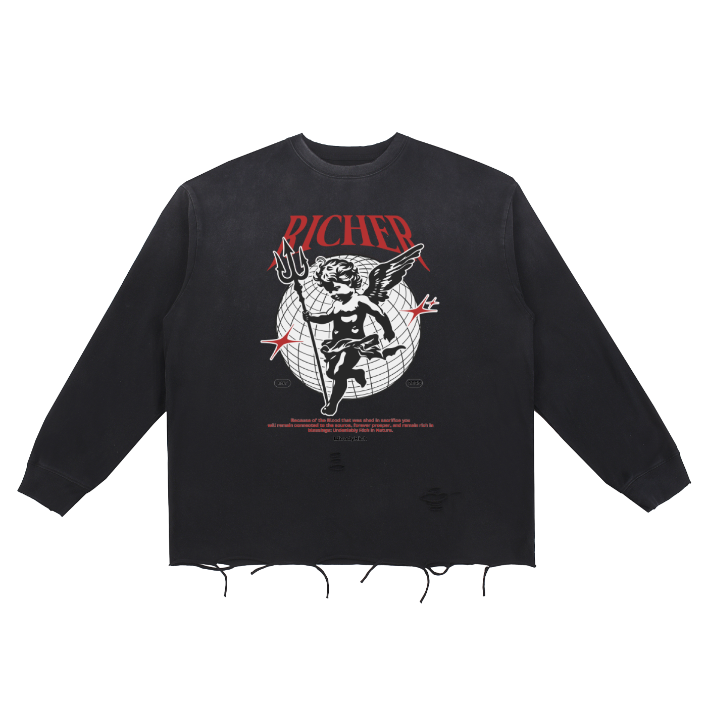 Snow Wash Raw Edge Cotton T-Shirt